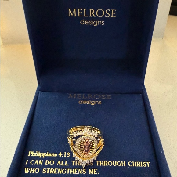 Gold Plated Stackable Rings w/ Design of the Virgin Mary - Picture 1 of 7